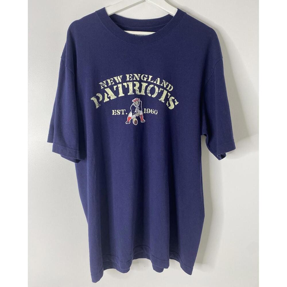 New England Patriots Shirt Large Football Blue Logo Tee Reebok Mens